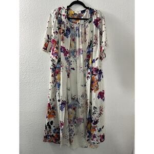 UMGEE Kimono Womens Medium Multicolored Floral Open Lightweight‎ Boho Cover Up